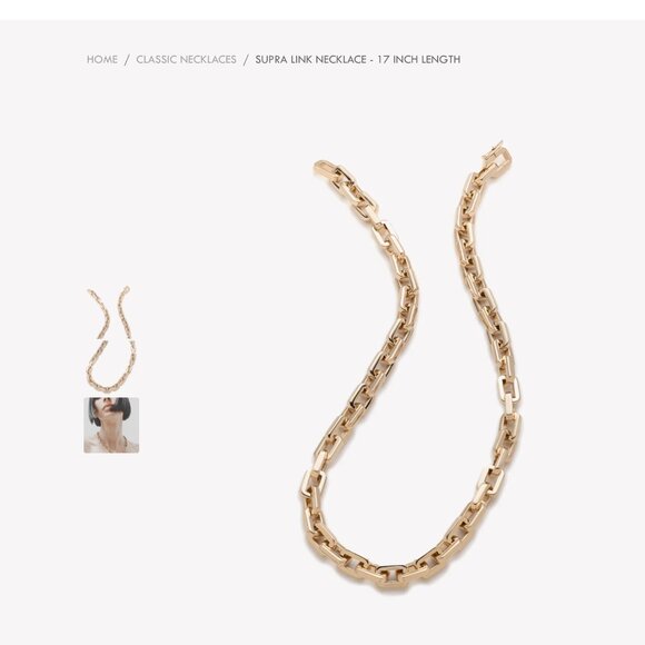 Eddie Borgo Designer 12k Gold Supra Link Chain Necklace, 17 inch Length $425msrp - Picture 8 of 10